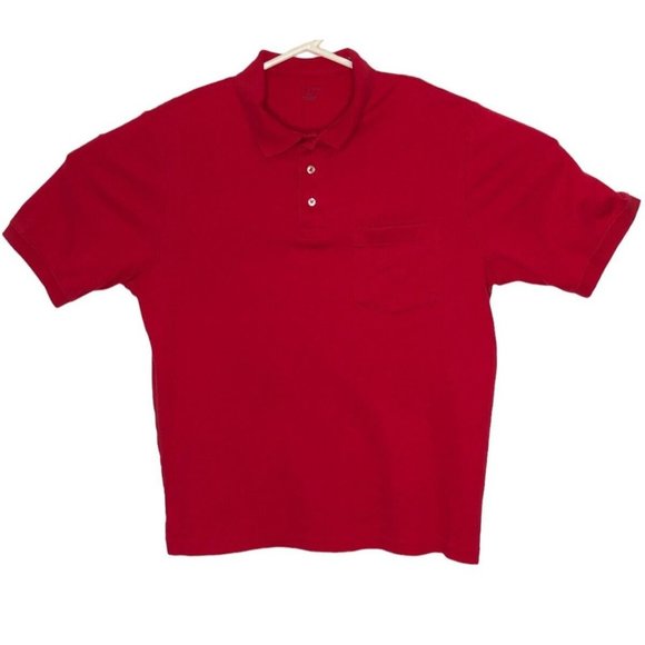 Lands End Pullover Polo Golf Shirt Mens M Short Sleeve Top Red Cotton Pullover - Picture 3 of 6